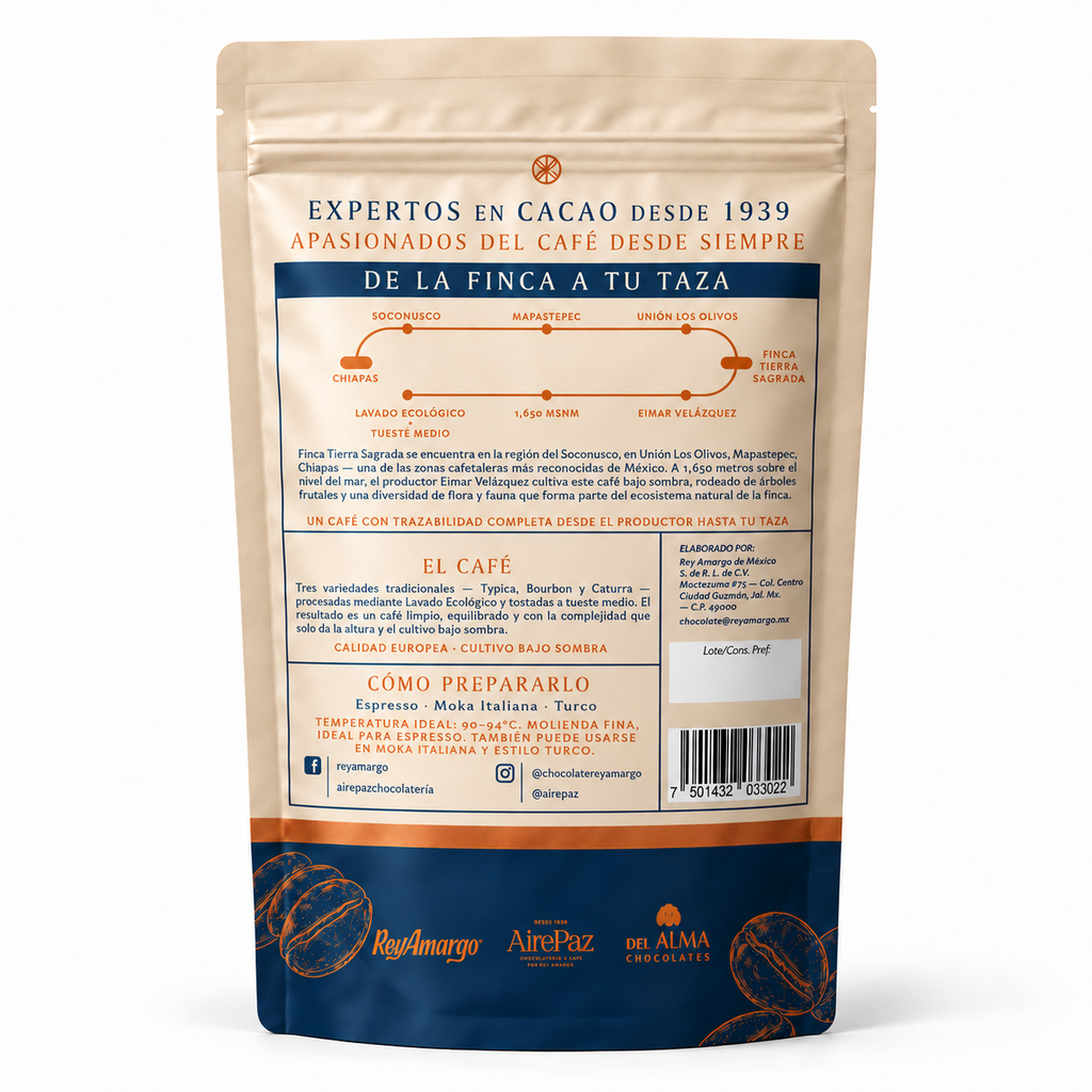 Café Chiapas Molido Espresso - Fino. 500 g