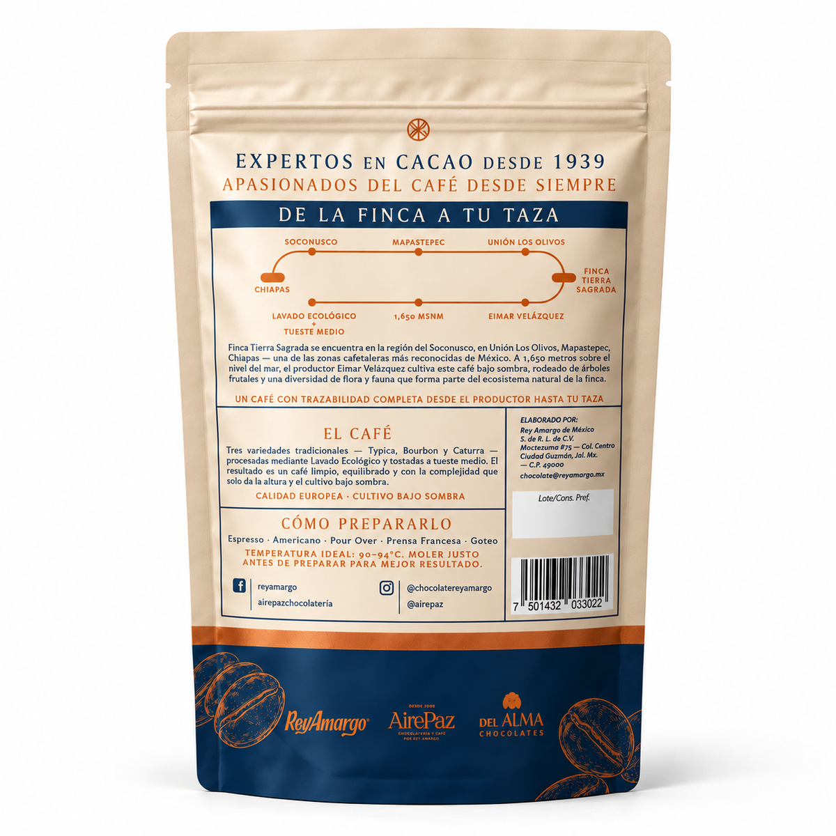 Café Chiapas Molido Grueso-Percoladora. 500 g