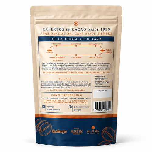Café Chiapas Molido Grueso-Percoladora. 500 g