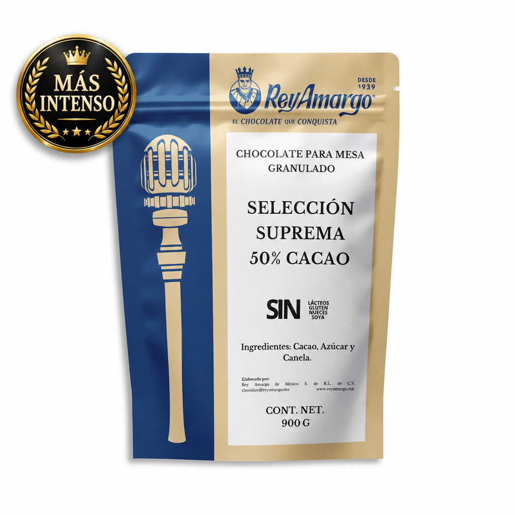 Rey Amargo · Chocolate Granulado Supremo 50% Cacao · 900 g